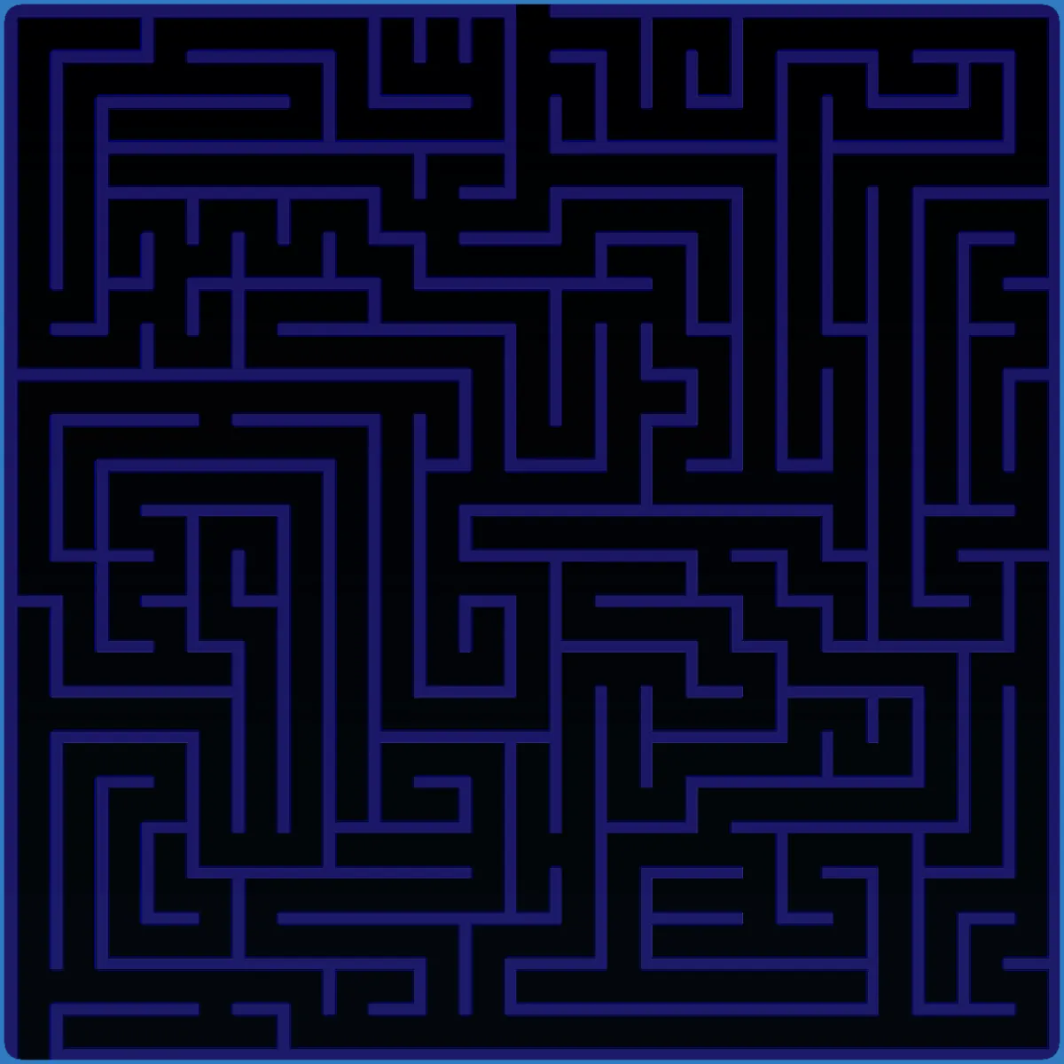Complex dark blue maze