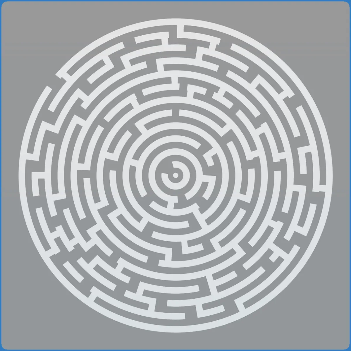 Circular maze on a gray background